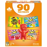 Maynards, Assorted Gummy Candy (Pack of 90), Sour Patch Kids, Fuzzy Peach, Swedish Berries, Swedish Fish, Bulk Candy, Individually Wrapped, Sour Candy