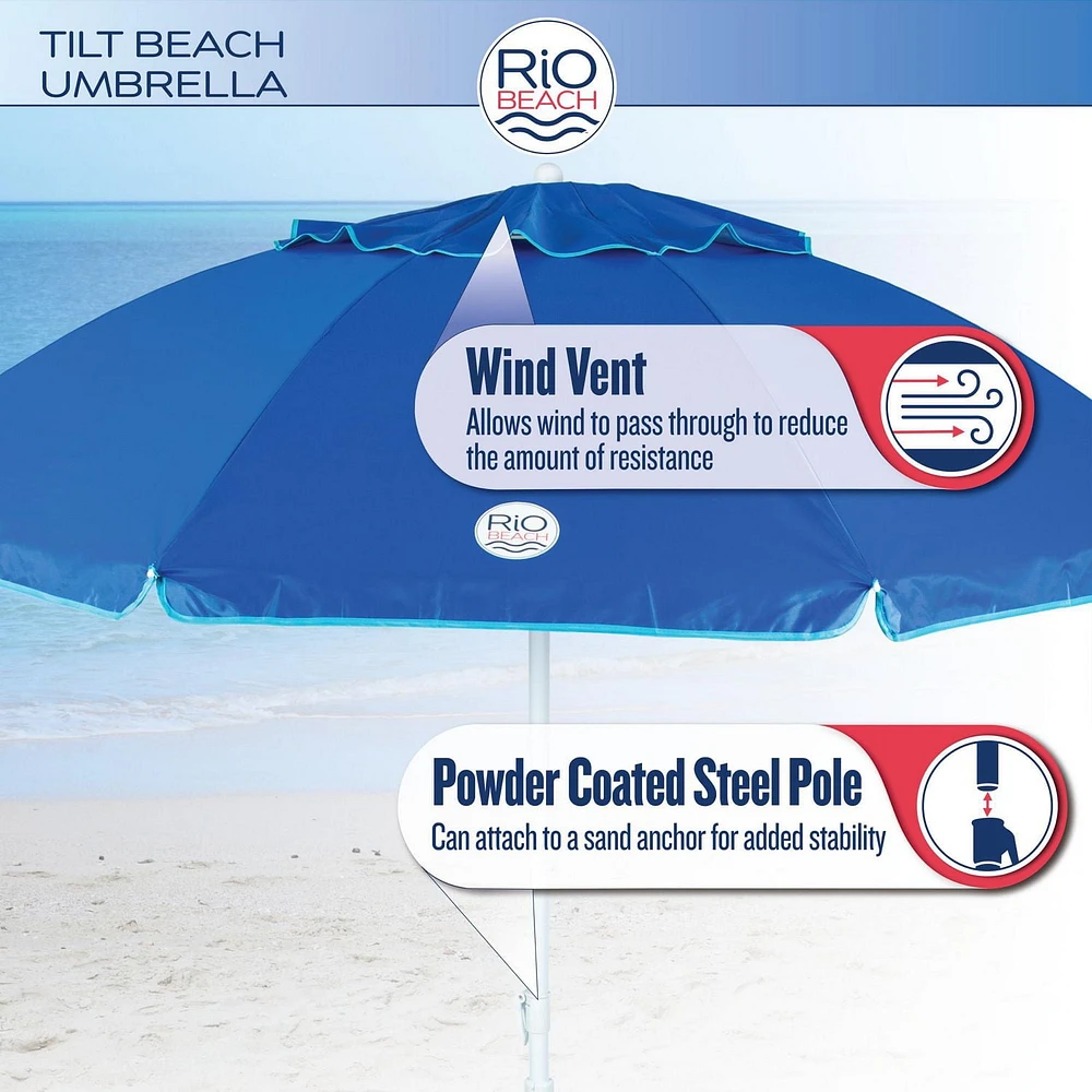 Parasol de 2,13 m (7 pi) avec ancrage de plage Rio Beach