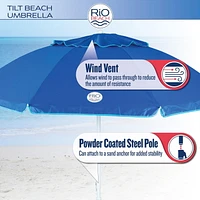 Parasol de 2,13 m (7 pi) avec ancrage de plage Rio Beach