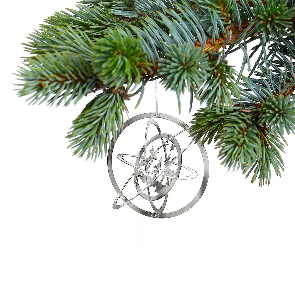 Christmas 3D Silver Metal Ornement Double Renne - Ensemble De 12