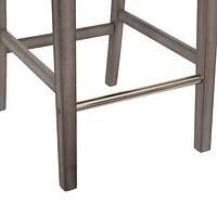 Tabourets de bar rembourrés en tissu CorLiving Leila avec pieds en bois - Tabouret de bar avec dossier capitonné, chaise de bar haute parfaite pour la cuisine ou le bar