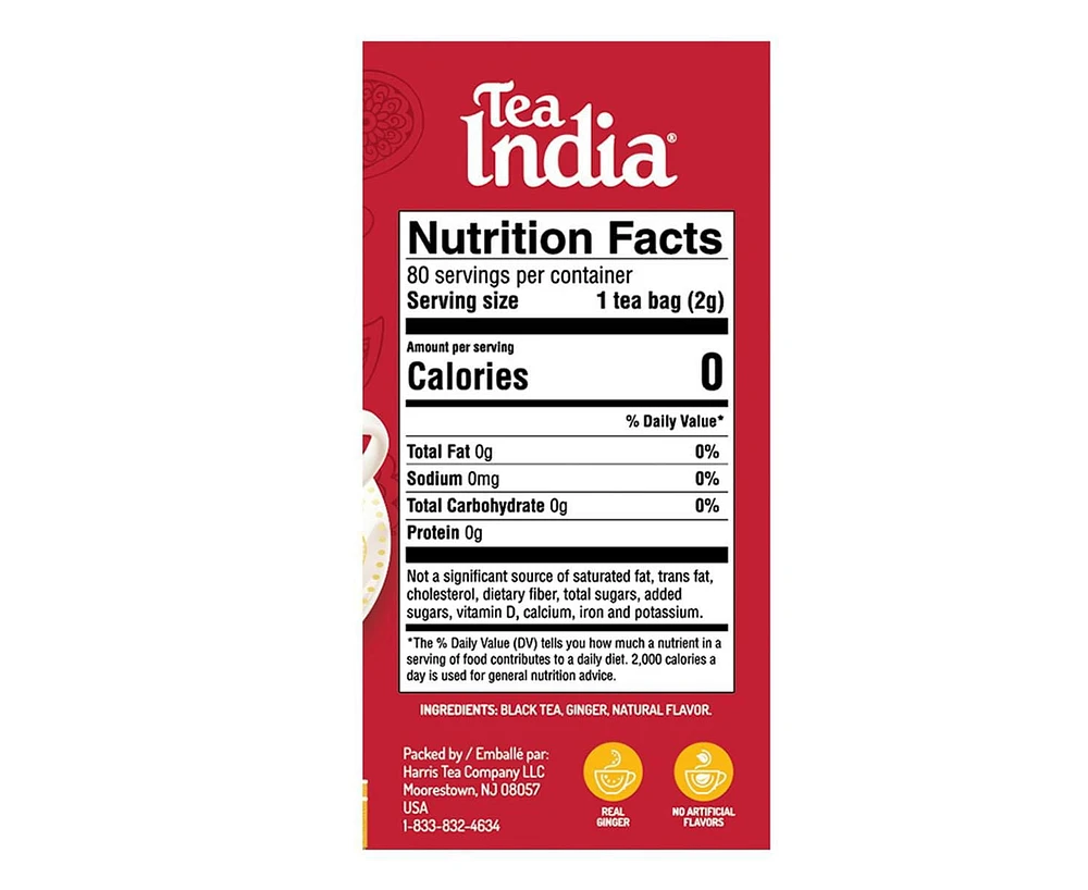 Tea India Ginger Chai, 80 pack / 182 g