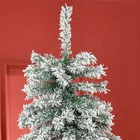 Homcom 2,1 m neige artificielle floqué sapin de Noël sapin de Noël maison de vacances décoration d'intérieur pour fête avec pieds pliables, vert