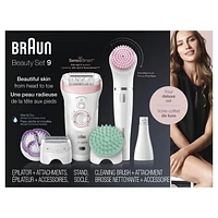 Braun Silk-épil Beauty Set 9 9-985 Deluxe 7-En-1 Sans Fil, Wet & Dry, Épilateur Électrique, Rasoir, Exfoliation, Nettoyage Pour Visage Et Corps