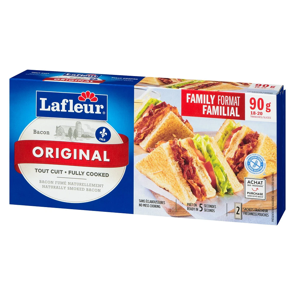 Lafleur Original Fully-Cooked Bacon, Volume Quantity : 90 g