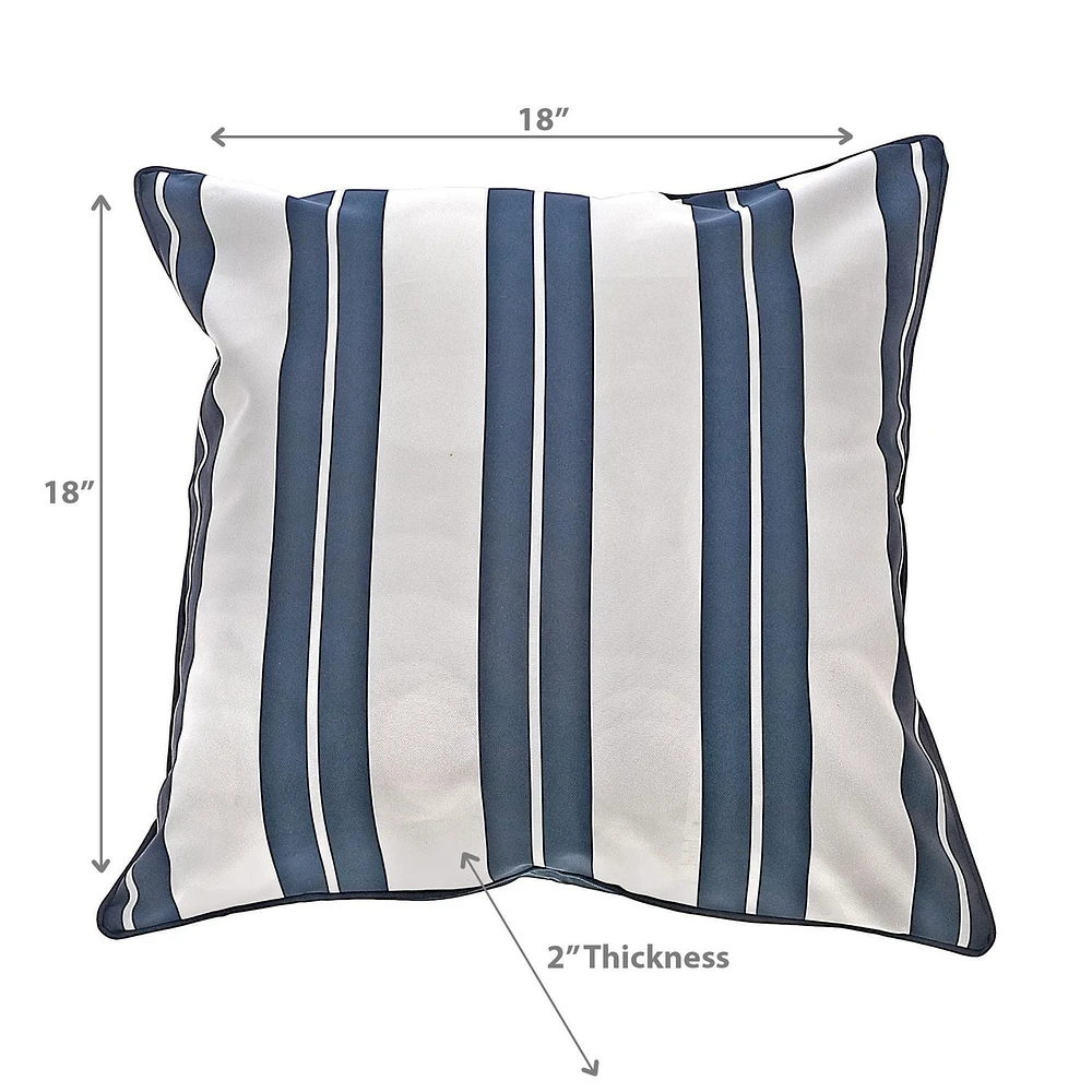 Boston Extérieur Cabana Stripe Étanche Coussin Bleu Marine 18 X 18 - Ensemble De 2