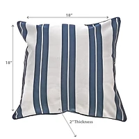 Boston Extérieur Cabana Stripe Étanche Coussin Bleu Marine 18 X 18 - Ensemble De 2