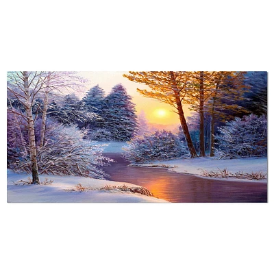 Designart Forêt d'hiver dans la rivière Art mural sur toile