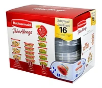 Rubbermaid TakeAlongs Food Storage Containers, 32-Piece Set, Racer Red