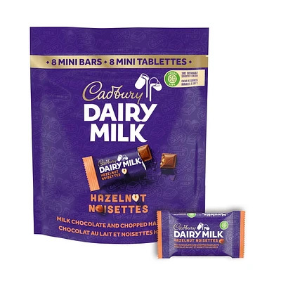 Cadbury Dairy Milk Hazelnut, Mini Chocolate Bars, 8 Count, CDM Hzlnut Mini 152g