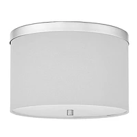 Plafonnier à 2 lumières Frederica, chrome poli, abat-jour blanc