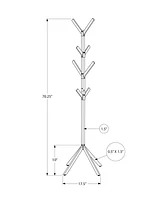 Monarch Specialties Coat Rack, Hall Tree, Free Standing, 8 Hooks, Entryway, 70"h, Bedroom, Metal, Black, Contemporary, Modern