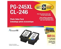 Canon PG-245XL and CL-246 50 Sheet Photo Paper Value Pack, 8278B024 Pack