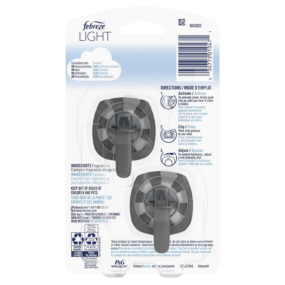 Febreze LIGHT Odor-Fighting Car Freshener Vent Clip Sea Spray