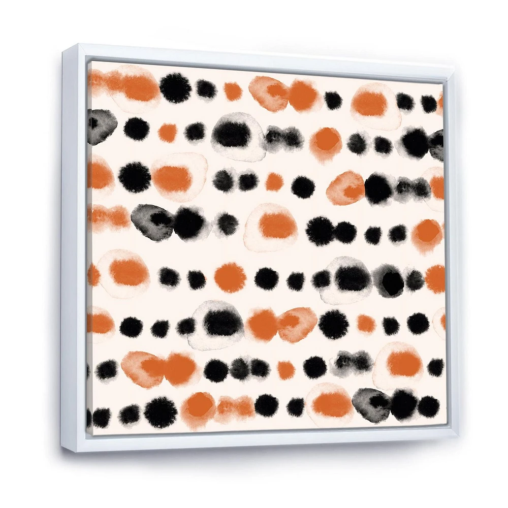 Designart Pois noirs et orange ART MURAL À CADRE FLOTTÉ