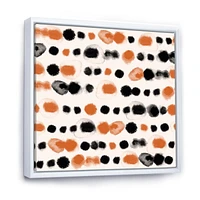 Designart Pois noirs et orange ART MURAL À CADRE FLOTTÉ