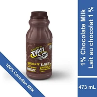 Central Dairies Twist & Go Chocolate Partly Skimmed 1% Milk, 473 mL