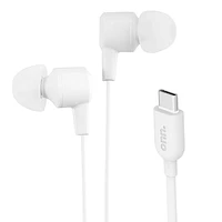 onn. Wired In-Ear Earphones with USB-C Connector & Tangle-free Cords