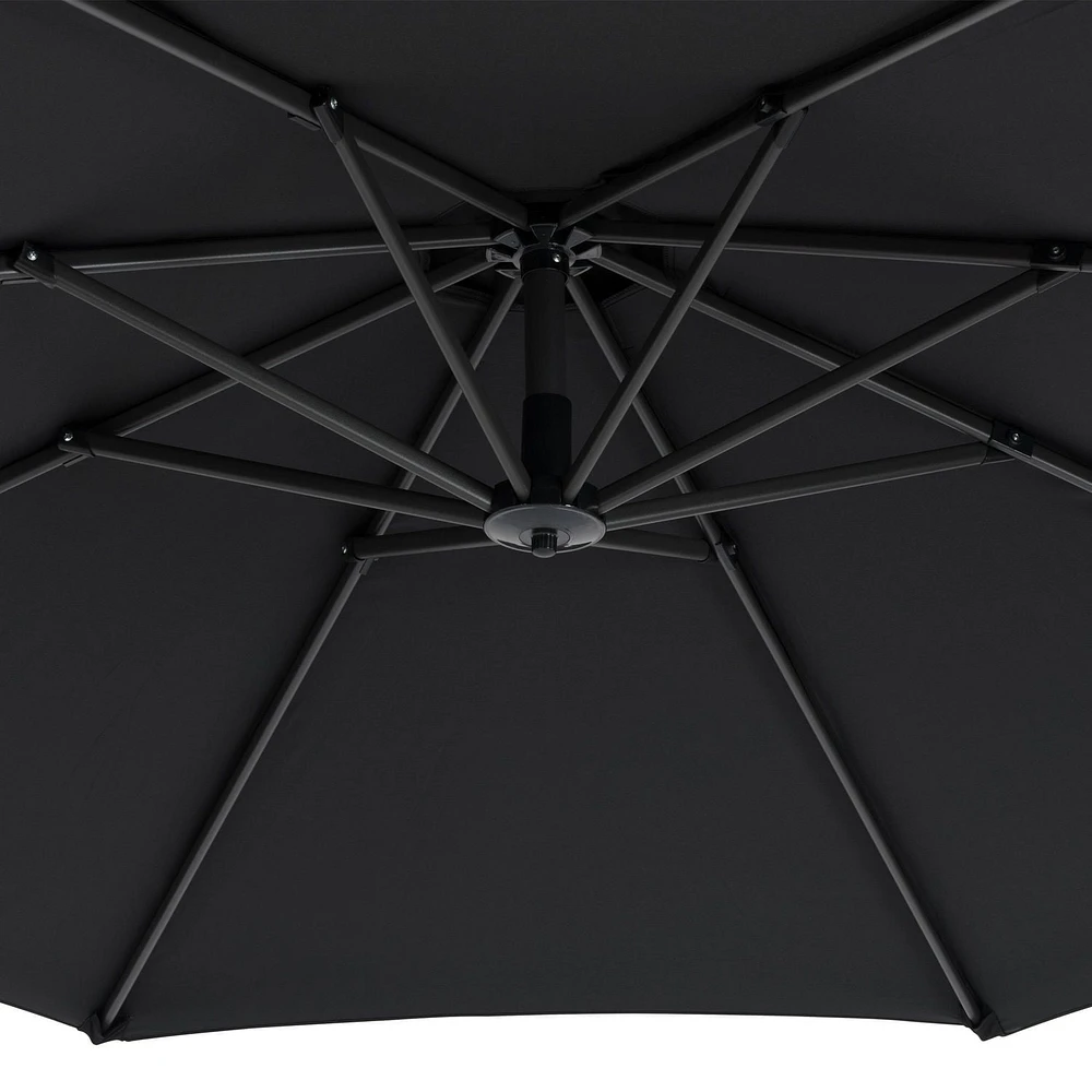 Parasol de terrasse en porte-à-faux CorLiving Endure de 9,5 pieds avec base à roulettes remplissable et cadre en aluminium et acier