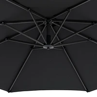 Parasol de terrasse en porte-à-faux CorLiving Endure de 9,5 pieds avec base à roulettes remplissable et cadre en aluminium et acier