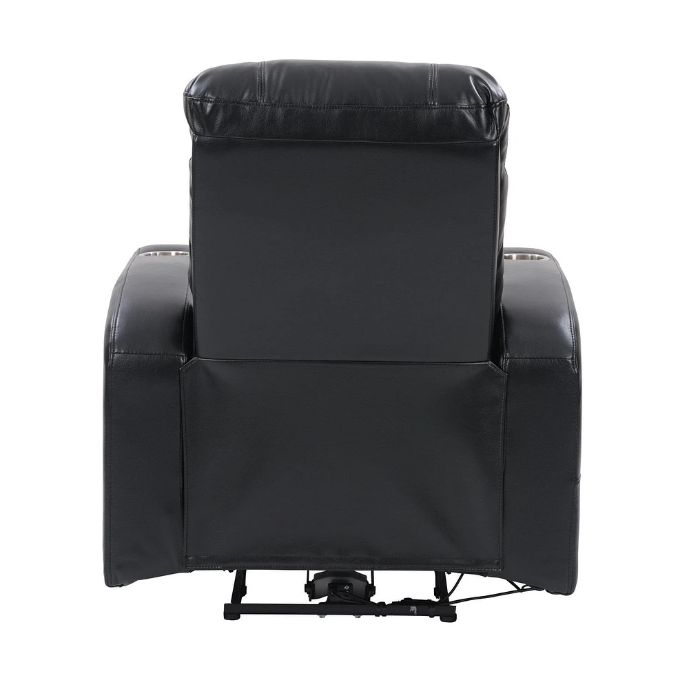 Fauteuil inclinable électrique rembourré en tissu PU CorLiving Ophelia avec porte-gobelet et port USB - Fauteuils inclinables électriques pour adultes, fauteuil de cinéma de salon, fauteuil inclinable