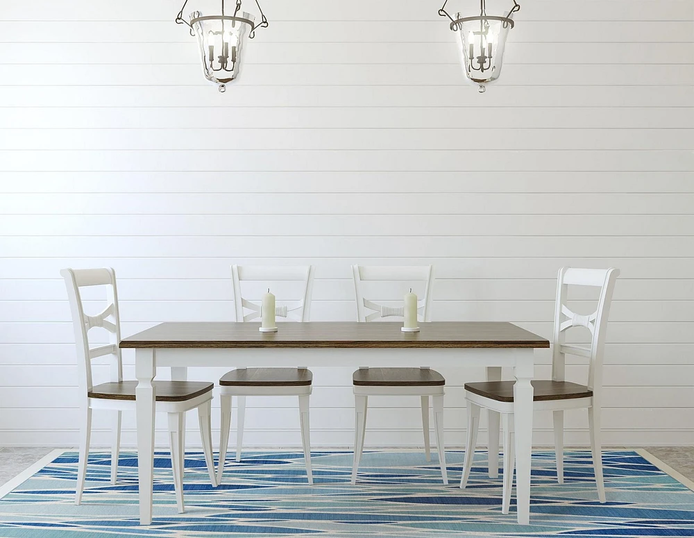 Tapis d'extérieur lavable Pompano bleu & ivoire 7 pi x 9 pi