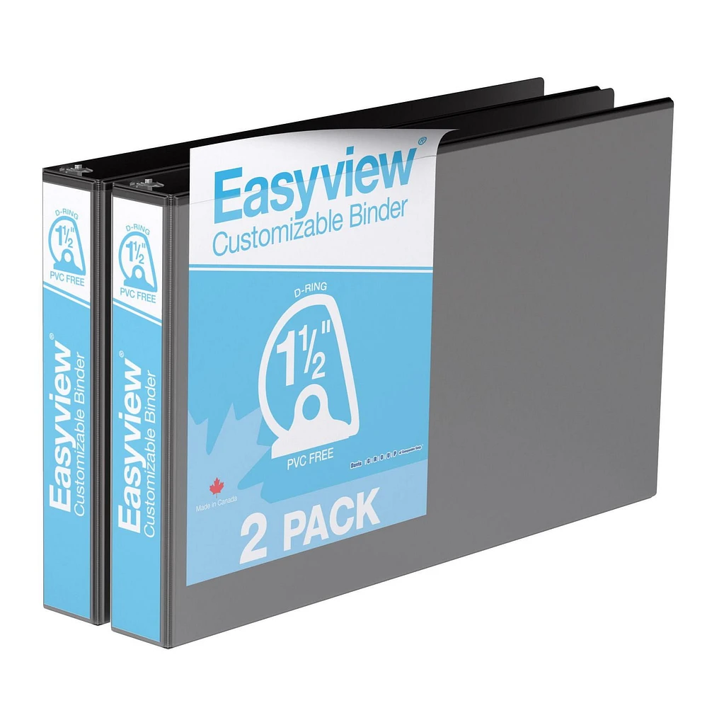 Davis Group Easyview Premium, Angle D Ring, Customizable, 11 x 17 inch, Spreadsheet View Binder, 2 Pack, 1.5"