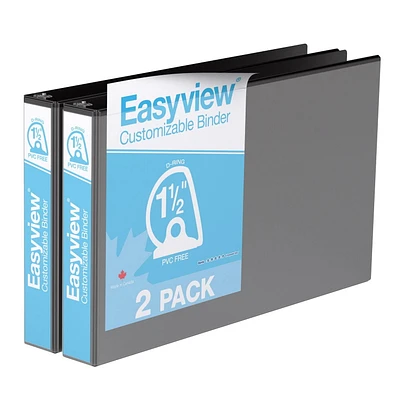 Reliure Easyview Premium, anneaux inclinés en D, personnalisable, format 11 po x 17 po, paquet de 2, 1.5 po
