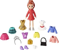 Poupée Lila Polly Pocket de 7,62 cm (3 po) avec 5 tenues et accessoires de voyage à thème de Londres