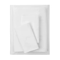 Parure de lit 4 pièces Mainstays en mélange de coton 300 nombre de fils (blanc) et CVC, pour lit double (adulte)