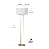 Lampe sur pied en métal de 62 pouces de la collection Soho par Novogratz x Globe Electric, laiton mat, abat-jour en lin blanc, 67775