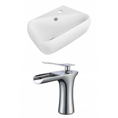 American Imaginations 17.5-in. W Wall Mount White Bathroom Vessel Sink Set For 1 Hole Right Faucet AI-17915