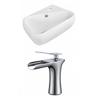 American Imaginations 17.5-in. W Wall Mount White Bathroom Vessel Sink Set For 1 Hole Right Faucet AI-17915