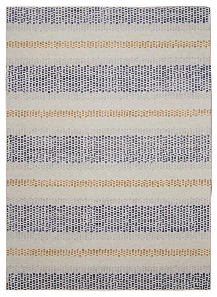Tapis d'extérieur lavable Delray ivoire & bleu 5 pi x7 pi