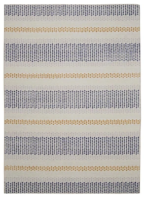 Tapis d'extérieur lavable Delray ivoire & bleu 5 pi x7 pi