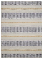 Tapis d'extérieur lavable Delray ivoire & bleu 5 pi x7 pi