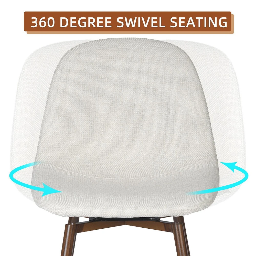 Homycasa Set of 2 Barstool Swivel Counter Stools Sleek Upholstery Barstool with Ergonomics Curved Seat