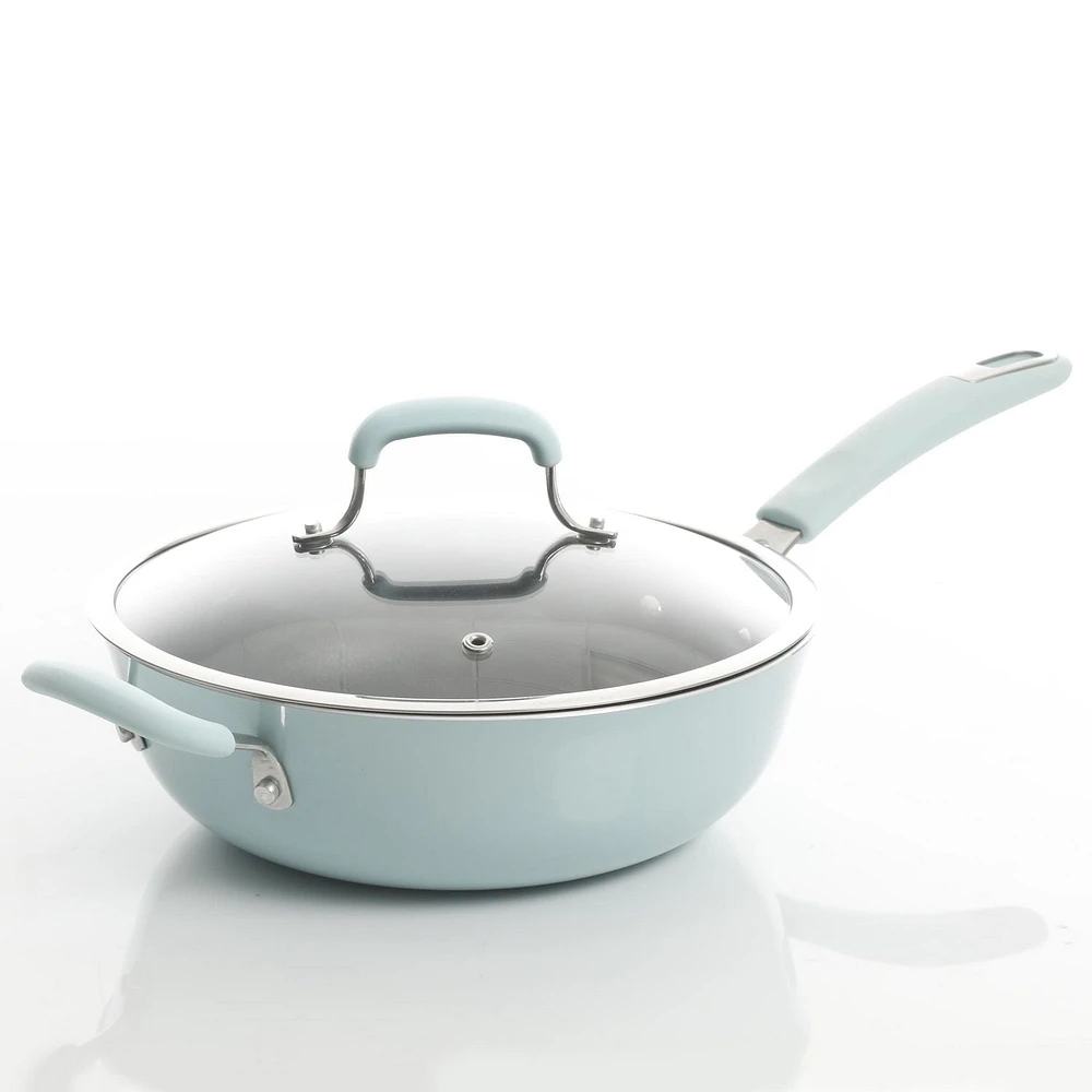 Kenmore Elite Andover 10-Piece Nonstick Cookware Set, Glacier Blue