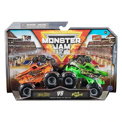 Monster Jam, Monster trucks officiels en métal moulé Bog Hog contre King Sling, échelle 1:64, jouets pour garçons à partir de 3 ans