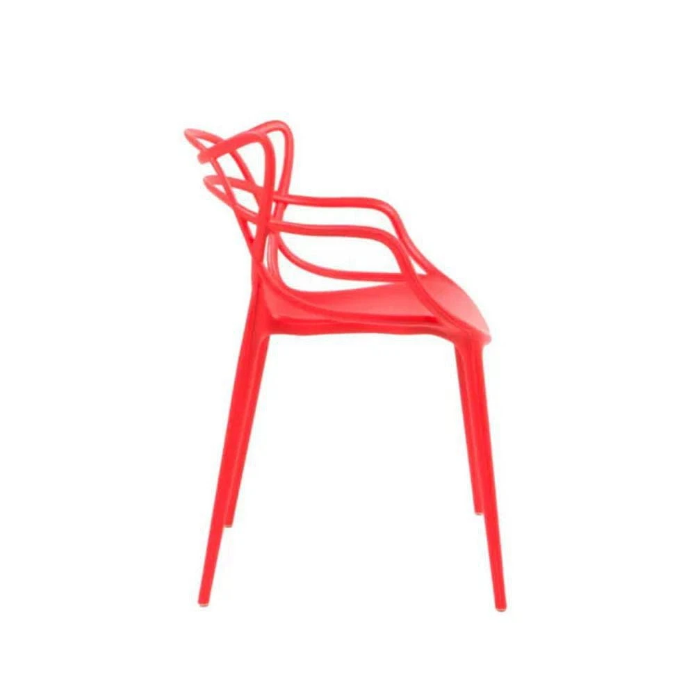 Chaise de salle à manger en plastique rouge de la collection Heavenly, lot de 3