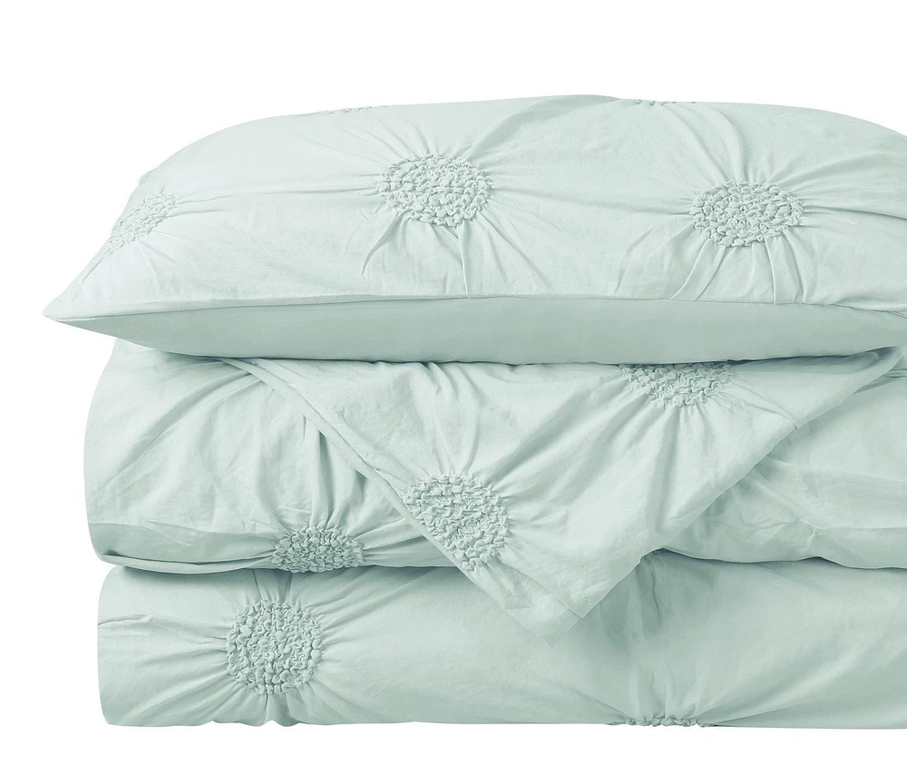 Luxury Floral Ruched High Quality Duvet Cover Set