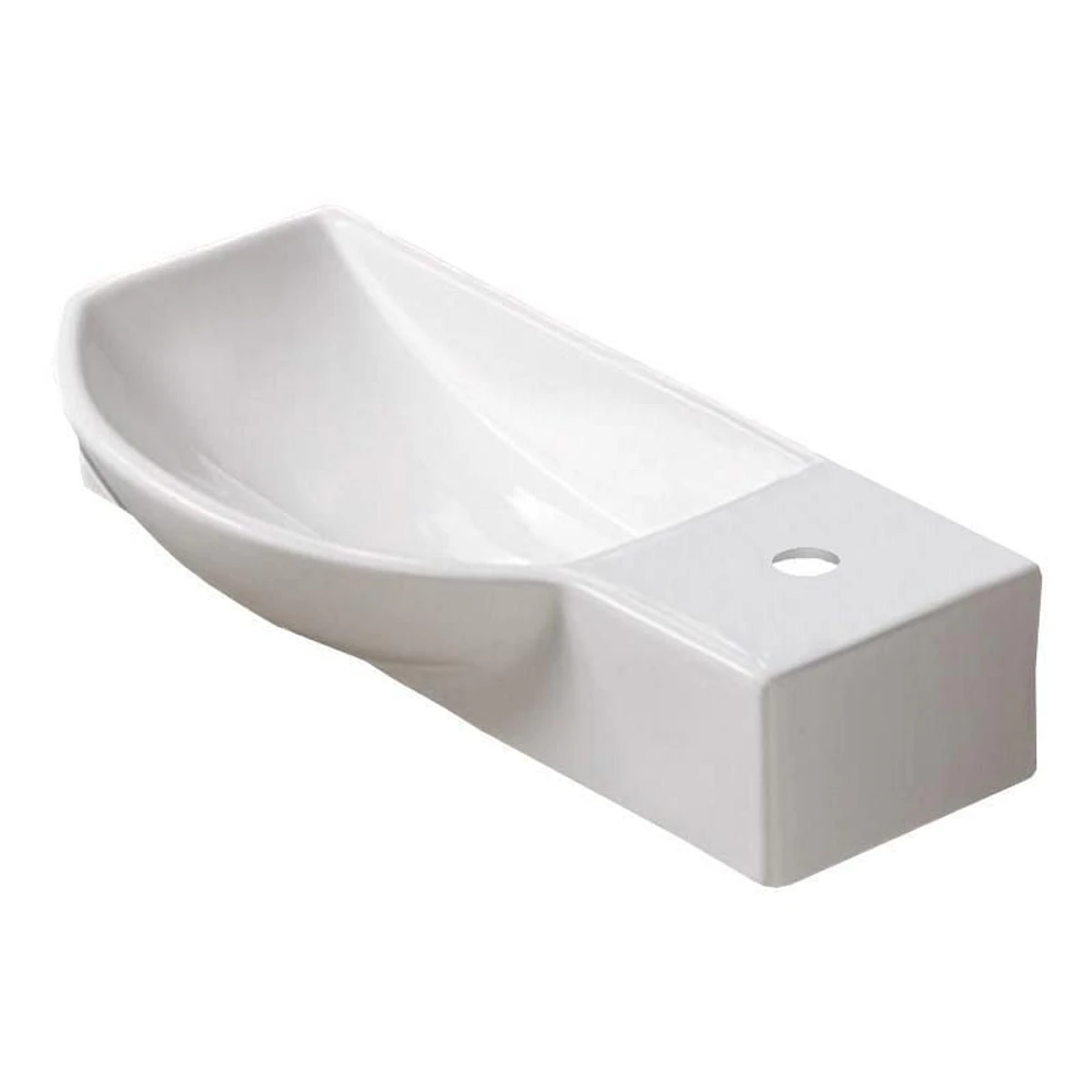American Imaginations 19.9-in. W Wall Mount White Bathroom Vessel Sink For 1 Hole Right Drilling AI-28590