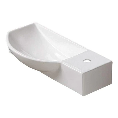 American Imaginations 19.9-in. W Wall Mount White Bathroom Vessel Sink For 1 Hole Right Drilling AI-28590