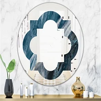 Designart 'Splash Blue Indigo' Miroir mural ovale moderne - Quatrefoil 24x36