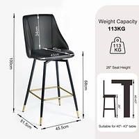 Ensemble de 4 tabourets de bar d'extérieur réglables en hauteur avec cadre en acier industriel et siège en MDF résistant à l'humidité – Options noyer/chêne