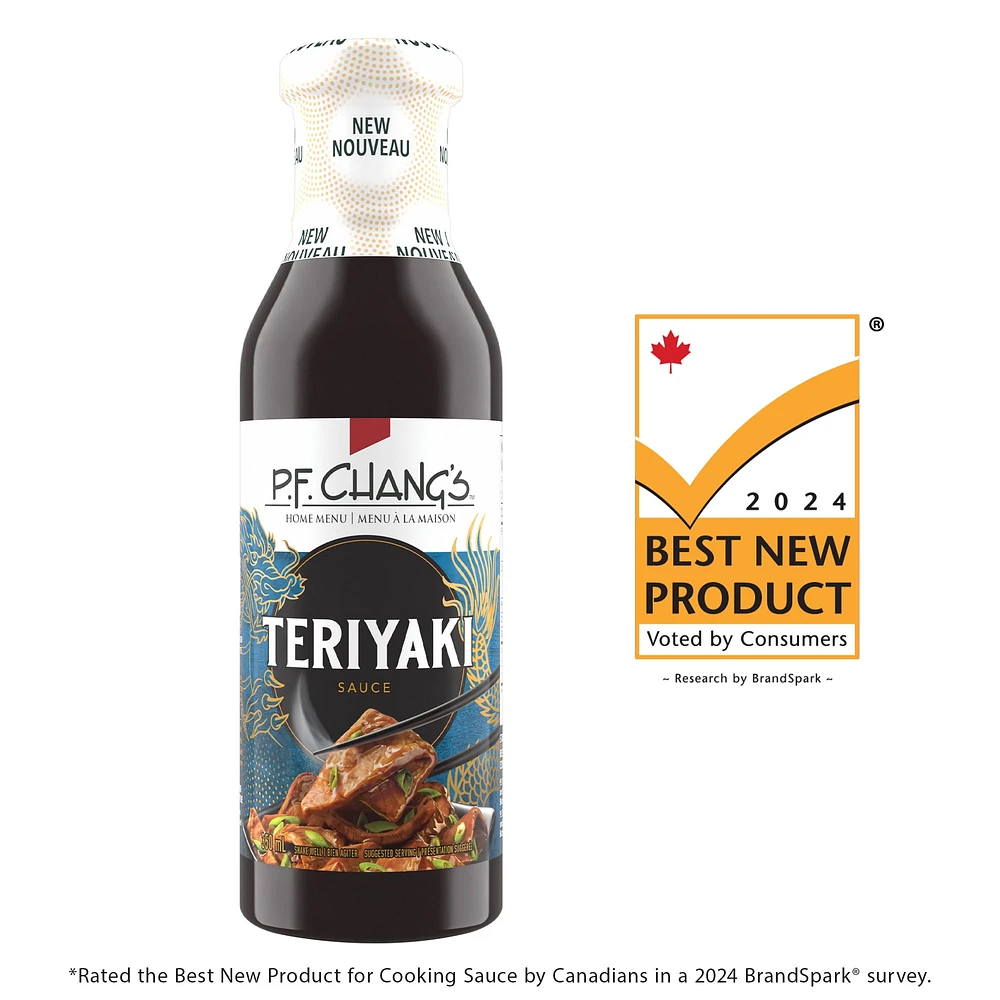 P.F. Chang's Home Menu Teriyaki Sauce, 350 mL, Our Teriyaki sauce with soya sauce, pineapple juice concentrate and sake wine make bold and perfectly balanced flavours