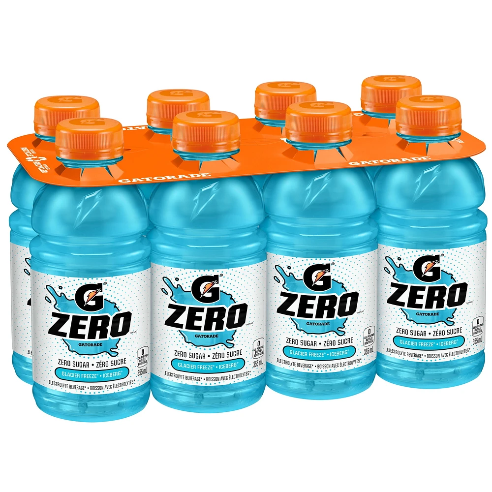 Gatorade Zero Glacier Freeze 8 x 355 mL, Bottles, 8x355mL