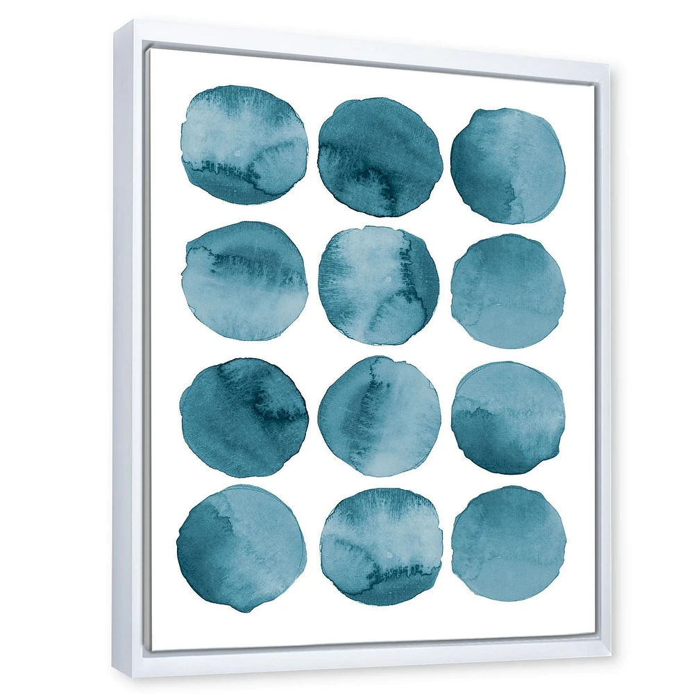 Designart cercles aigue-marine éléments géométriques bleus ART MURAL À CADRE FLOTT