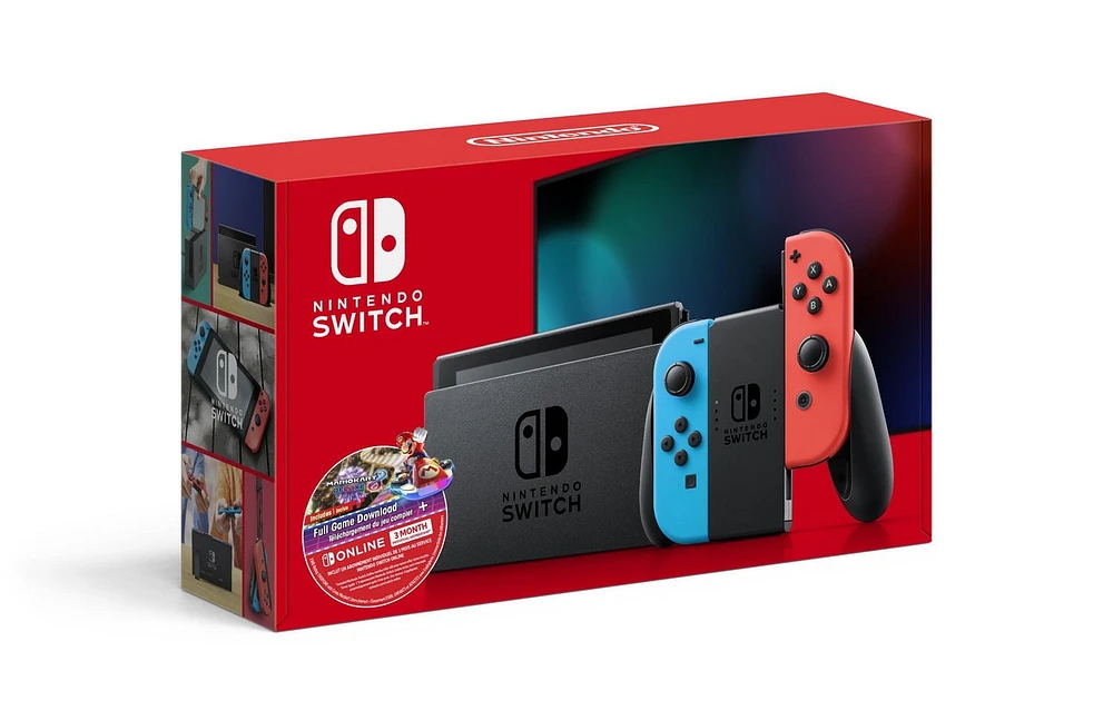 Nintendo Switch™ w/ Neon Blue & Neon Red Joy-Con™ + Mario Kart™ 8 Deluxe (Full Game Download) + 3 Month Nintendo Switch Online Individual Membership