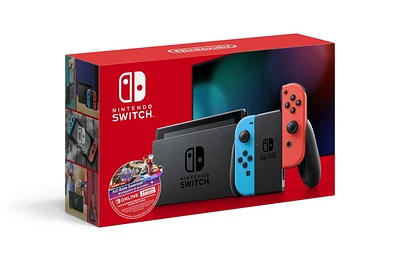 Nintendo Switch™ w/ Neon Blue & Neon Red Joy-Con™ + Mario Kart™ 8 Deluxe (Full Game Download) + 3 Month Nintendo Switch Online Individual Membership